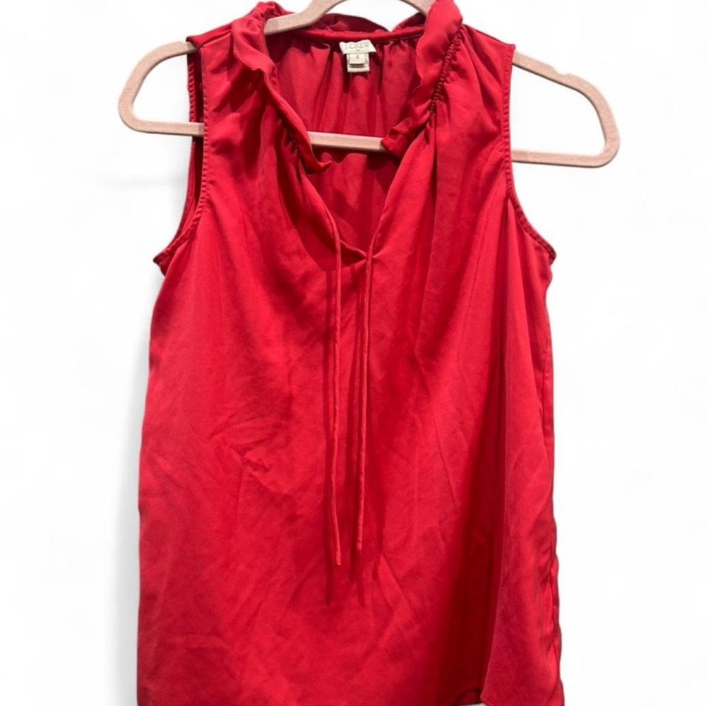 J. Crew Sleeveless Ruffle Tie Blouse | Pink | 4